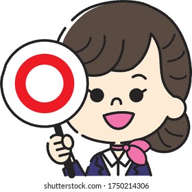 A flight attendant who answers the quiz with a circle.