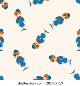 flight attendants , cartoon seamless pattern background