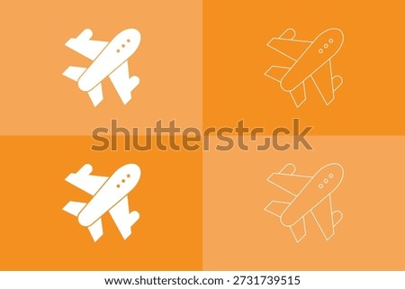 Flight and Aviation Vector Icons for Web Applications. Black silhouette of a passenger airplane in flight with wings extended and tail visible. jet, flight, flying, transportation, aviation air travel