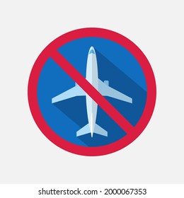 Flugverbotssymbol. Reiseverbot. Vektorgrafik. Verbotenes Schild.