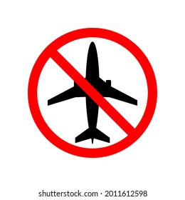 Flight ban icon. Travel ban. Vector illustration. Forbidden sign.