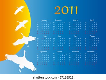 Flight of a bird. Calendar 2011