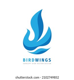 Ave de vuelo - ilustración vectorial de la plantilla del logotipo de concepto. Signo creativo de las alas abstractas. Símbolo de la cocina. Elemento de diseño gráfico.