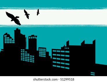 Flight bird on city