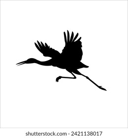 Flight Of Bird From Water Comman Cran Flying Silhouette Vector