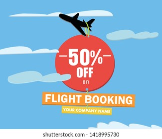 flight booking banner, promotion ads, discount banner, travel advertisment