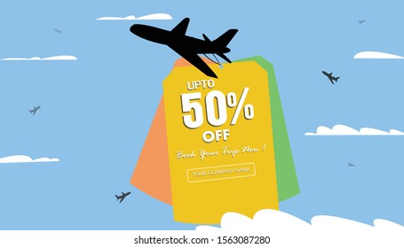 flight booking banner, promotion ads, discount banner, offer advertisment