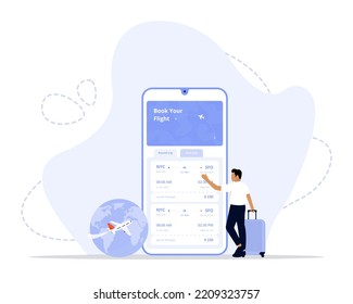 Flight booking concept illustration. llustration for websites, landing pages, mobile applications, posters and banners.