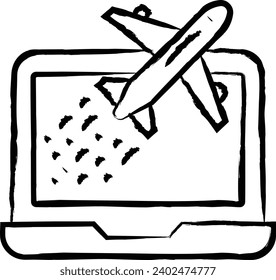 Flight booking hand drawn vector illustration