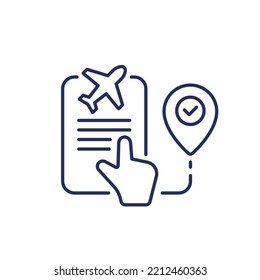 flight booking icon, line vector