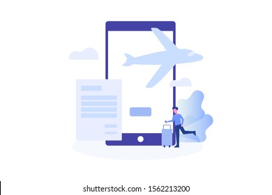 Flight Booking illustration concept for web landing page template, banner, flyer and presentation