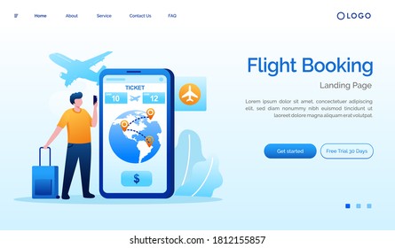 Flight Booking Landing Page Online Ticket Stock Vector (Royalty Free ...