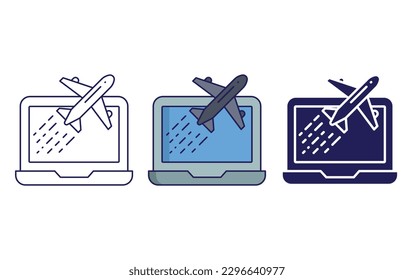 Flight booking line and solid illustration icon