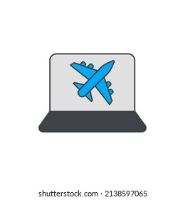 Flight booking, online booking vacation icon in color icon, isolated on white background 