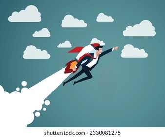 Flight. Business fly up with the rocket. Concept business vector illustration. 