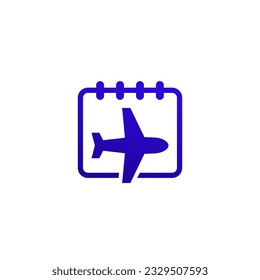 Flight calendar or schedule icon, vector pictogram