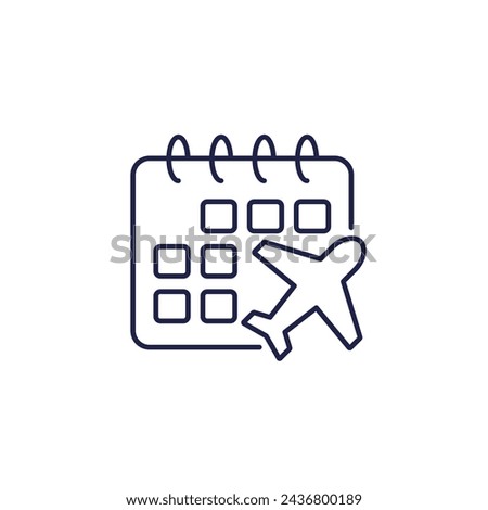 Flight calendar or schedule line icon