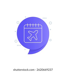 Ícone de calendário de voo ou linha de vetor de programação