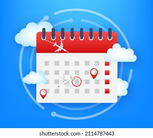 Flight calendar. Vector art illustration. 3d vector illustration.Planet earth.