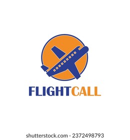 Logo für Anrufe im Flug. Design des Urlaubslogos Reisebüro und Vektordesign. Logo-Vektorgrafik