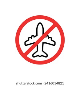 flight cancellation or prohibition icon. flat outline style trend modern minimal logo graphic art design element isolated on white background. concept of force majeure or travel agency or lost trip