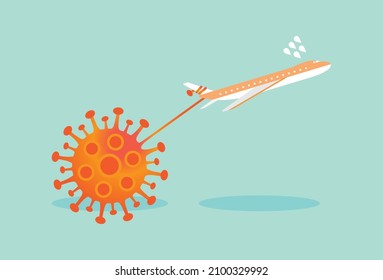 Flight cancelled with COVID-19 virus epidemic, outbreak COVID-19 in the world, government policy solution, Vector illustration design concept in flat style