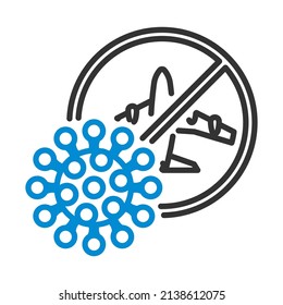 Flight Cancelled Icon. Editable Bold Outline With Color Fill Design. Vector Illustration.