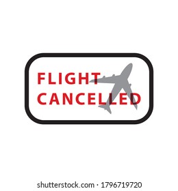 Flight cancelled stamp, isolated on white background, vector illustration.