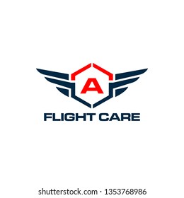 flight care logo. flight Abstract , wings vector logo . Delivery, business, cargo, success, money, deal, contract, team, cooperation symbol icon. Corporate financial sign