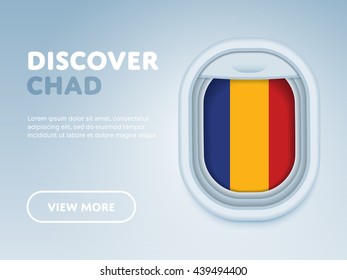 Flight to Chad traveling theme banner design for website, mobile app. Modern vector illustration. Vacation. Tourism concept. Travel banner. Adventure in Chad. Journey concept.