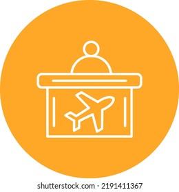 Flight Check In line circle icon vector image. Can also be used for web apps, mobile apps and print media.