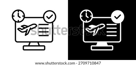 Flight Check-In Icon whiteblack Vector Illustration