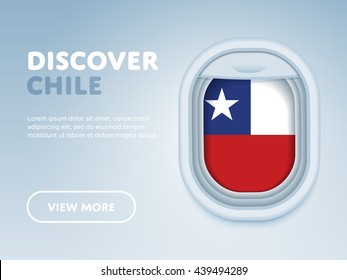 Flight to Chile traveling theme banner design for website, mobile app. Modern vector illustration. Vacation. Tourism concept. Travel banner. Adventure in Chile. Journey concept.