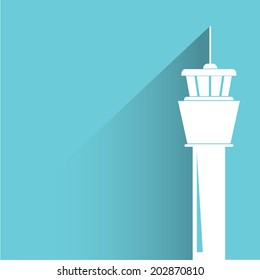 flight control tower, blue shadow and flat theme