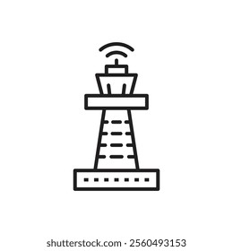 Flight control tower icon Black and white logo