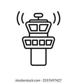 Flight control tower icon Isolated flat vector in outline