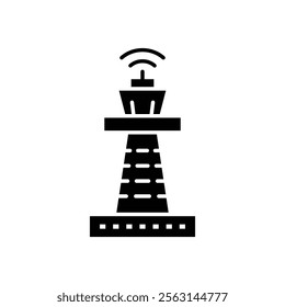 Flight control tower icon Isolated flat vector in outline