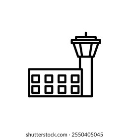 Flight control tower icon linear logo isolated