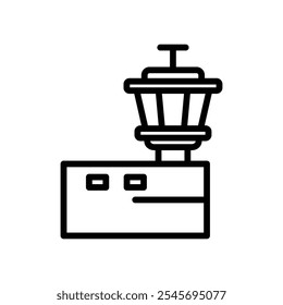 Icono de la torre de control de vuelo logotipo conjunto de Vector de contorno