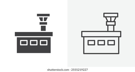 Flight control tower icon. outlined vector style.