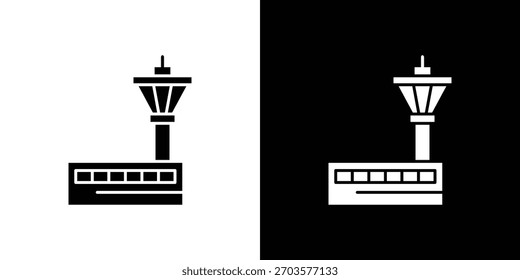 Logotipo del símbolo de la torre de control de vuelo. Plantilla gráfica.