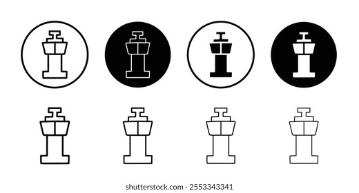 Flight control tower icon Thin line vector illustration set