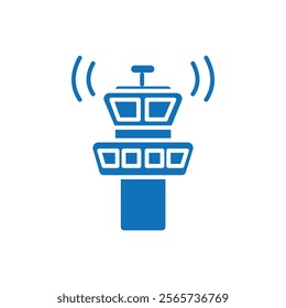 Flight control tower icon Thin line illustration set