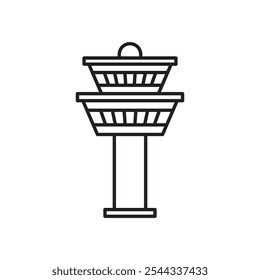 Flight control tower icon Vector flat thin line illustration