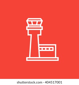 Flight control tower line icon.