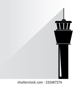 flight control tower on white background, flat and shadow theme