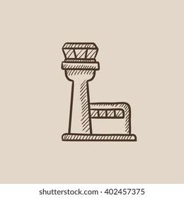 Flight control tower sketch icon.