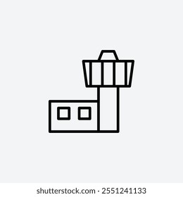 Flight control tower thin liner icon isolated.