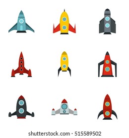 Flight in cosmo icons set. Flat illustration of 9 flight in cosmo vector icons for web