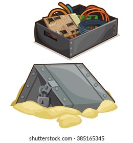 The flight data recorder from the crashed plane. Vector illustration.